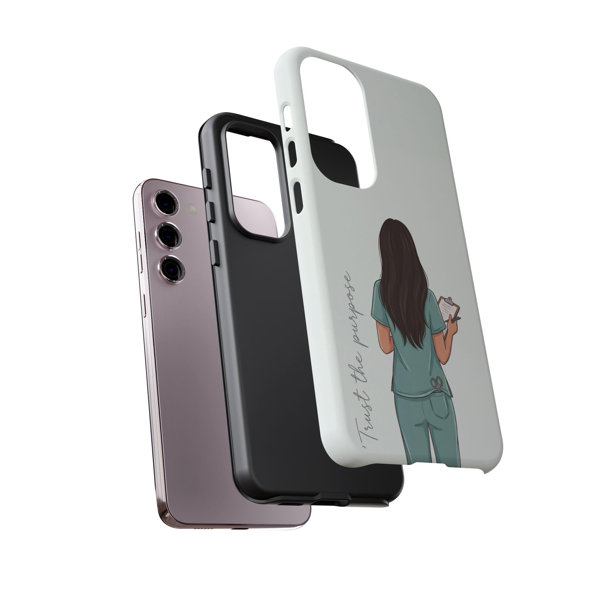 "Trust the Purpose" Nurse Phone Case | Illustrated Nurse in Scrubs Design | iPhone & Samsung