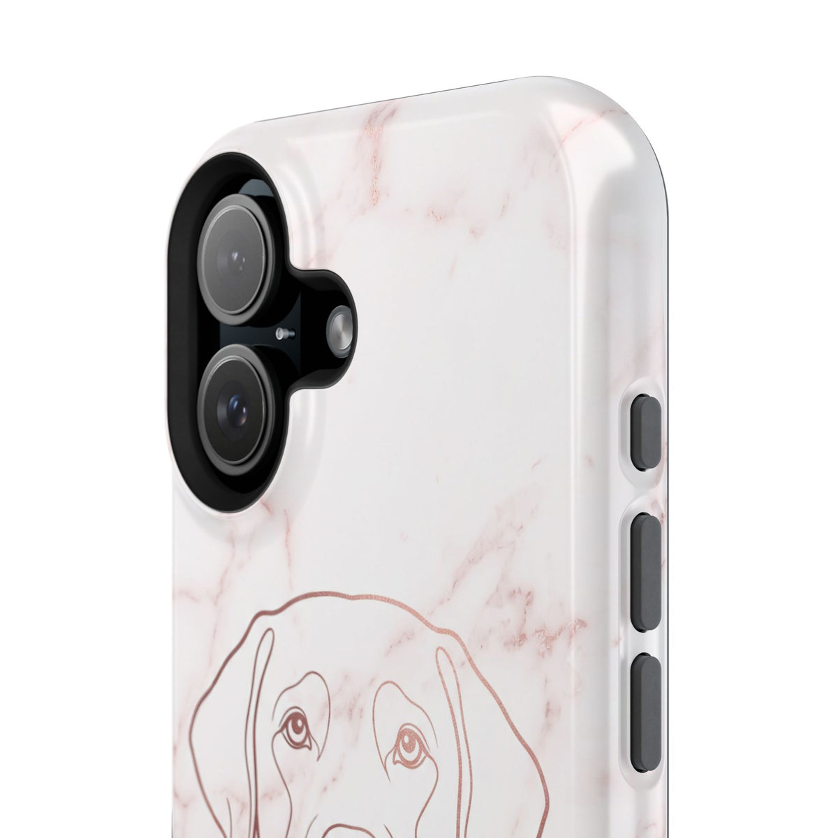 Personalized Rose Gold Marble Labrador Phone Case — Tough Magnetic Case with Wireless Charging