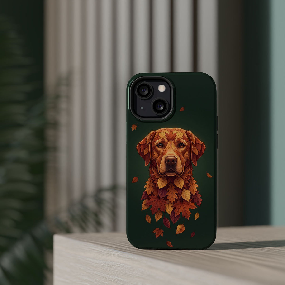Autumn Leaves Labrador Phone Case — Tough Magnetic Case with Wireless Charging