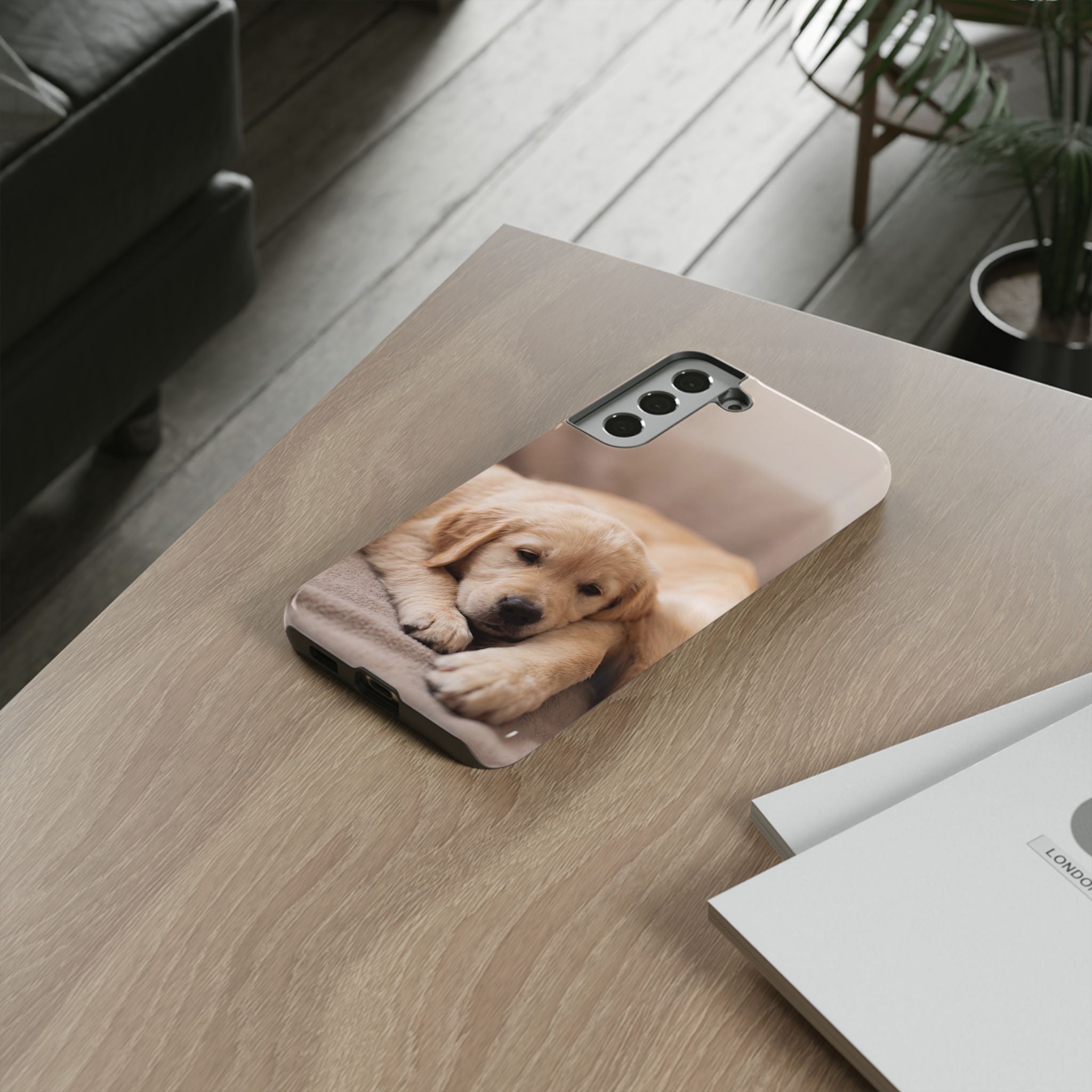 Sleepy Golden Retriever Puppy Phone Case | Cozy Cuddly Puppy Portrait | Samsung & iPhone