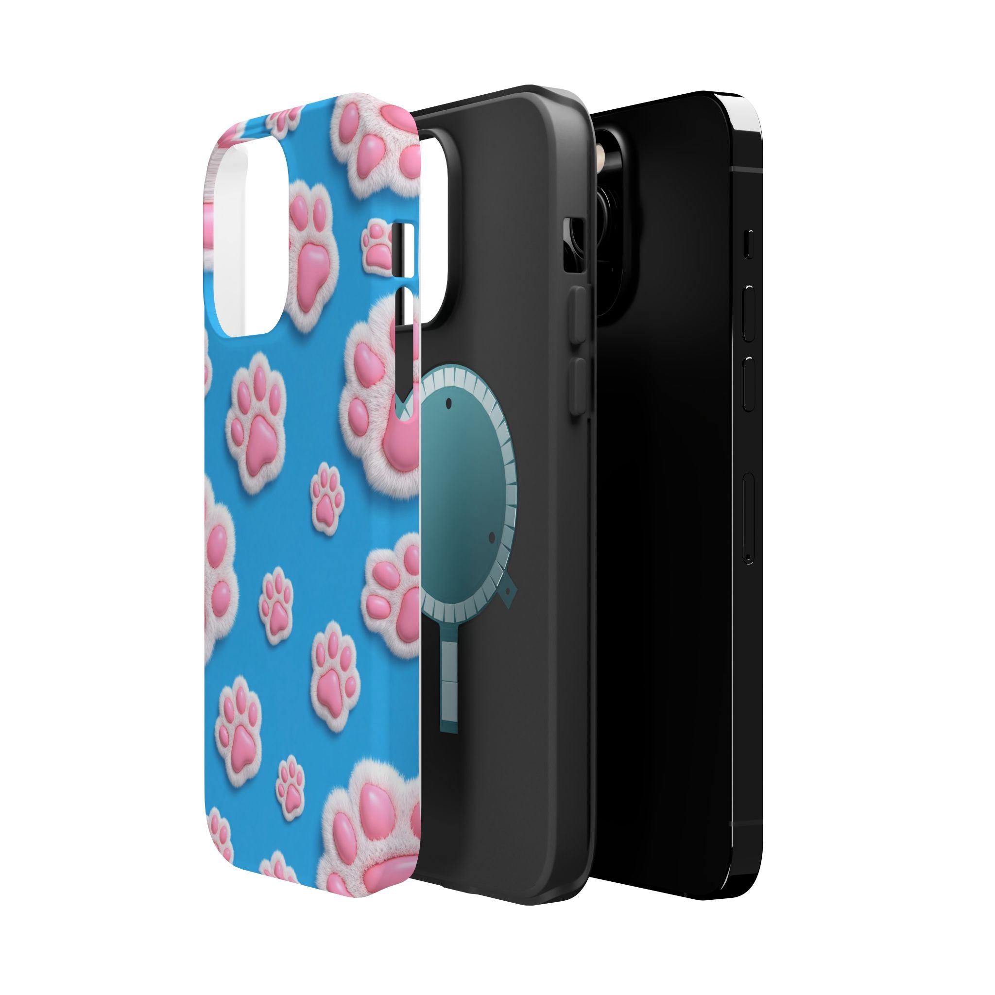 Fluffy Paw Print Phone Case | Cute 3D Pink Paw Pattern Case for Dog & Cat Lovers | iPhone & Samsung