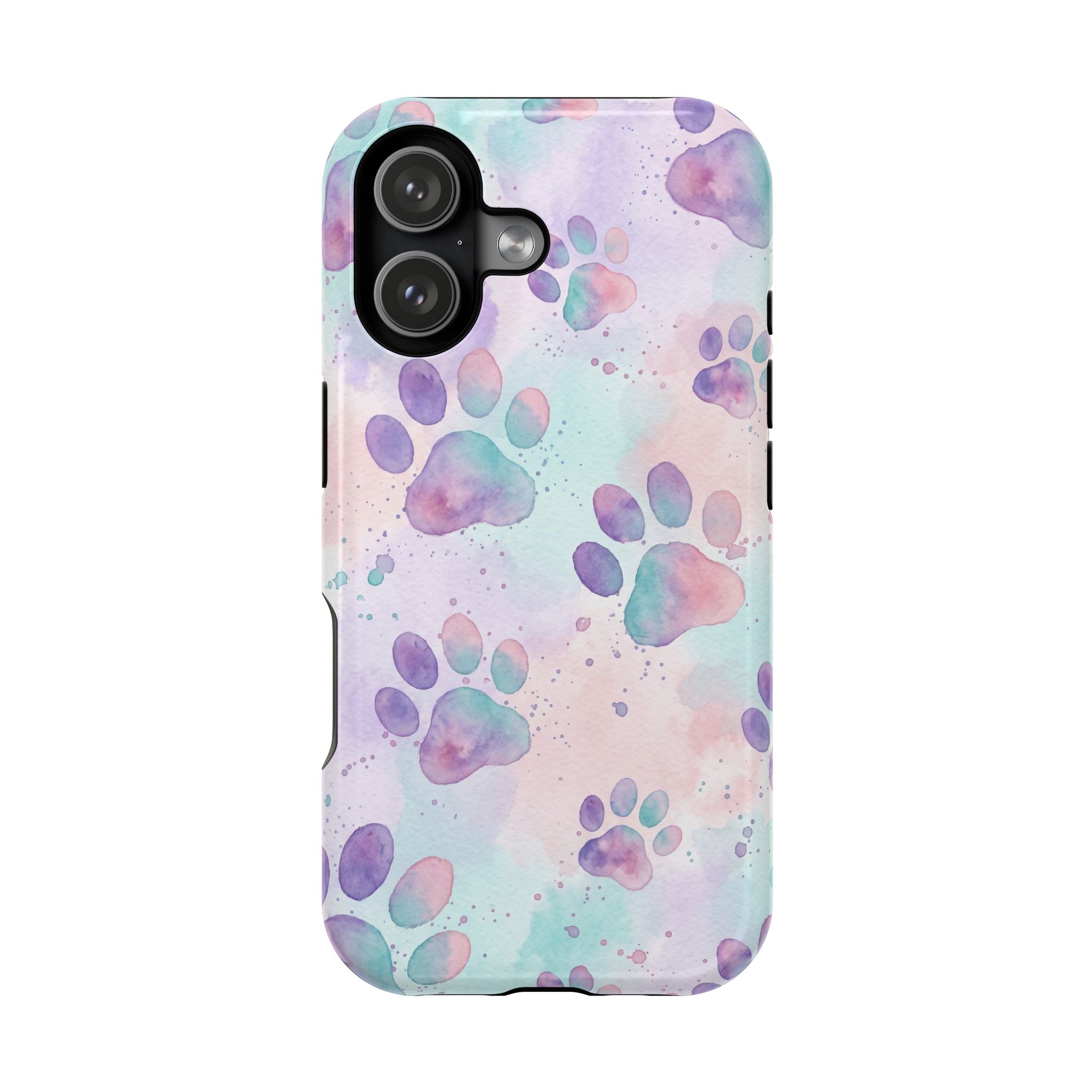 Watercolor Paw Print Phone Case — Impact-Resistant Wireless Charging Cover