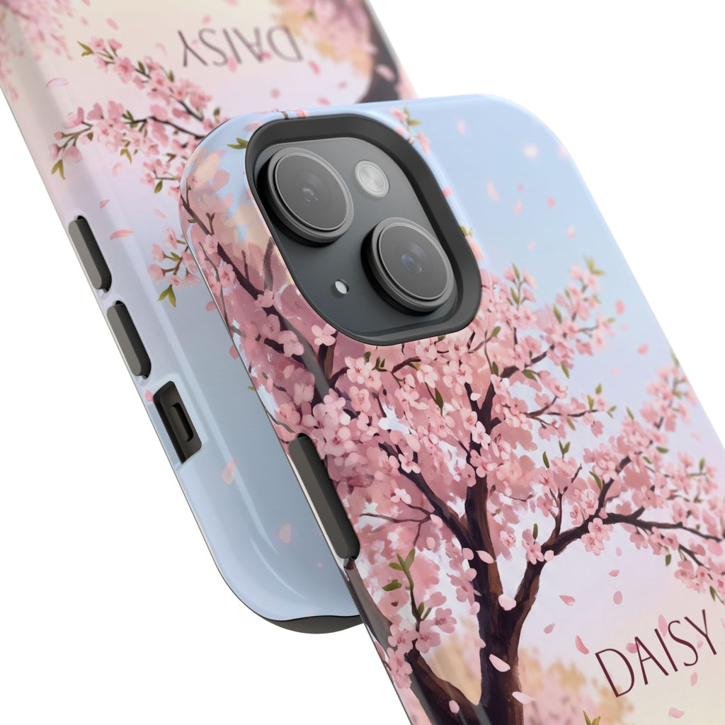 Personalized Dachshund Cherry Blossom Phone Case — Wireless Charging Cover