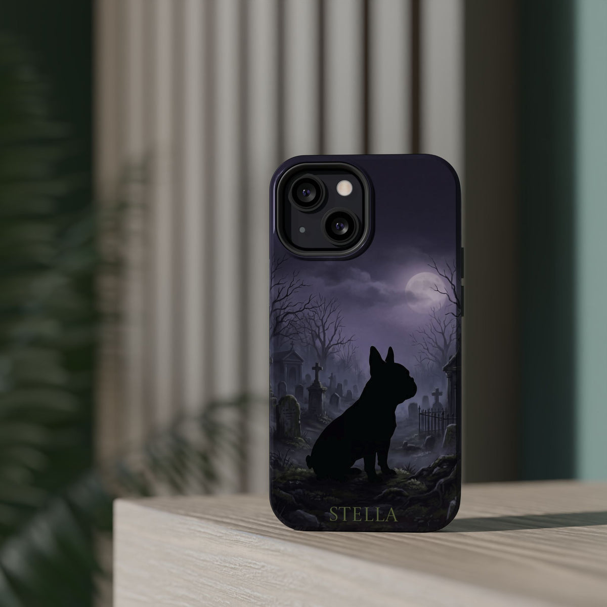 Personalized French Bulldog Moonlit Graveyard Phone Case — Wireless Charging Cover