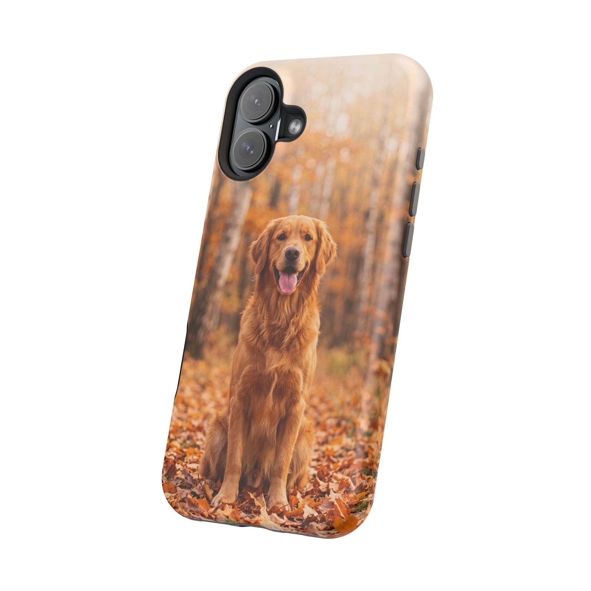 Autumn Golden Retriever Phone Case — Impact-Resistant Wireless Charging Cover