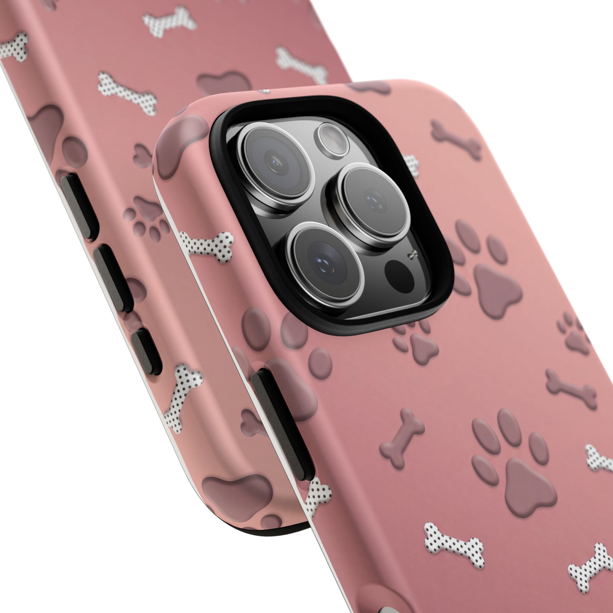iPhone & Samsung Phone Case | Paw Print & Bone  | Dusty Rose Pattern Case for Frenchie Lovers