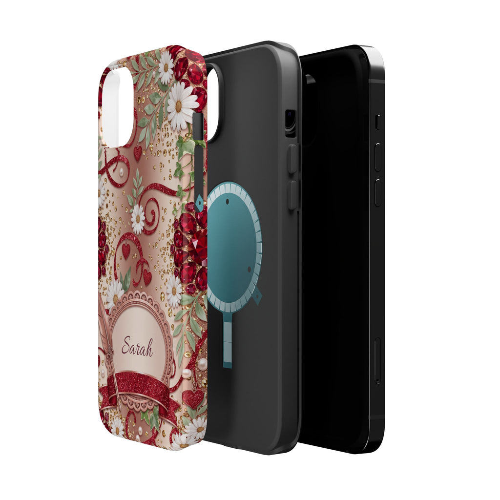 Personalized Vintage Floral Teacher Phone Case — Wireless Charging Cover