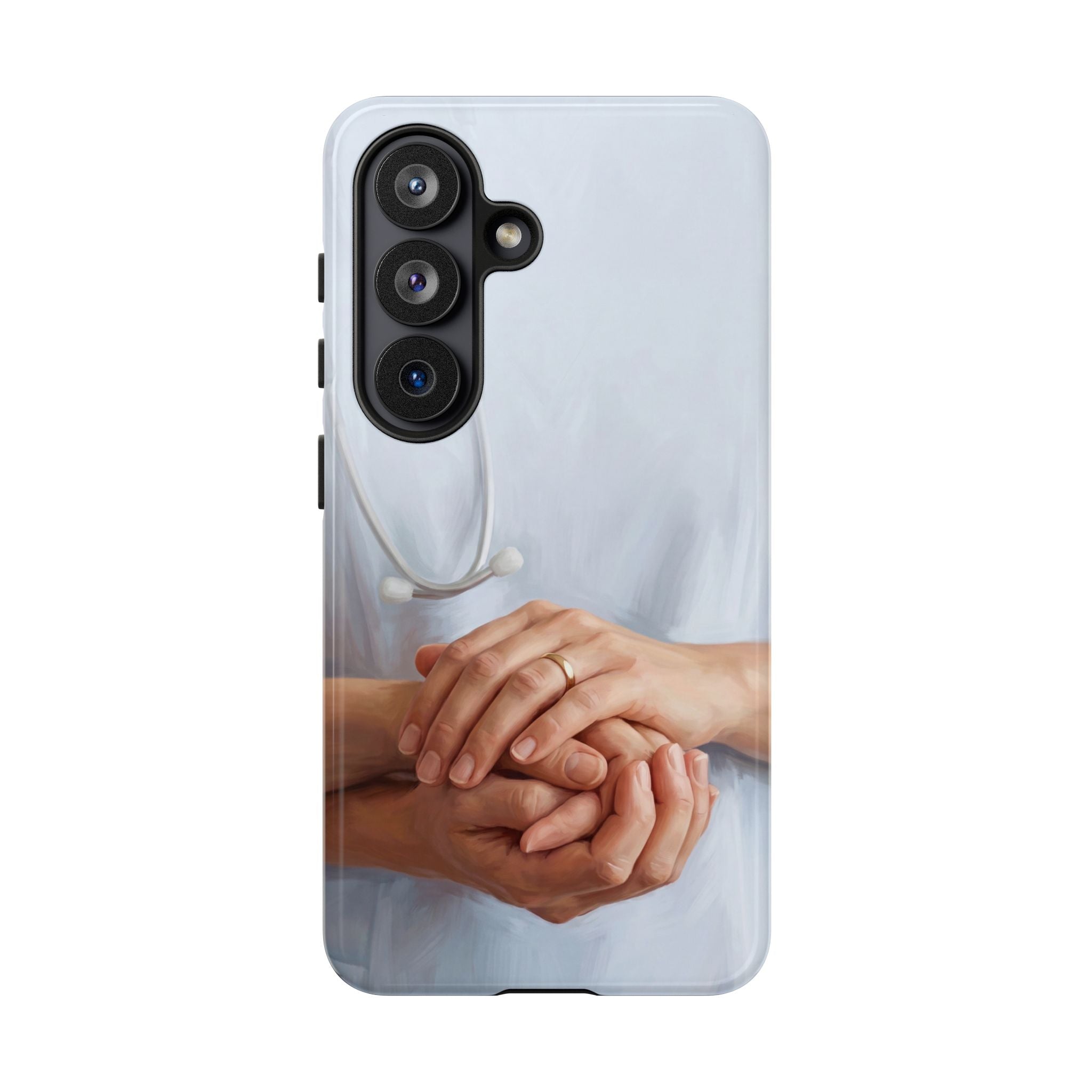 Nurse's Comforting Hands Phone Case | Caring Hands & Stethoscope Illustration | iPhone & Samsung