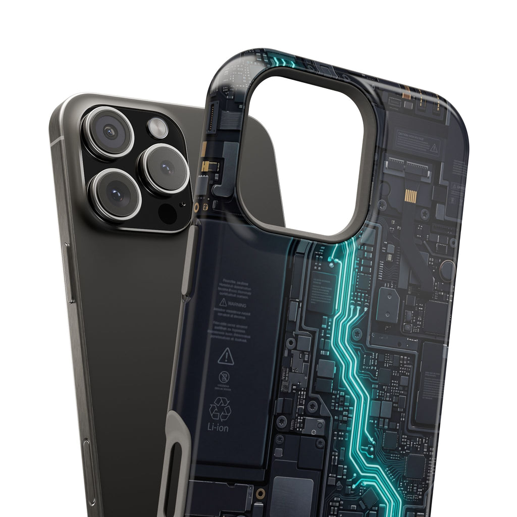 Cyan Bolt Electrician Phone Case — Electric Circuit Wireless Charging Cover