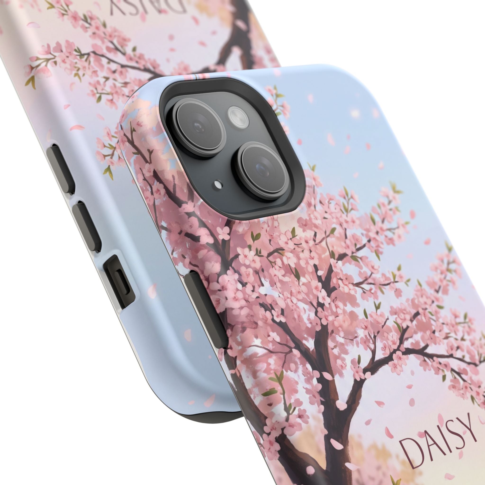Personalized Dachshund Cherry Blossom Phone Case — Wireless Charging Cover
