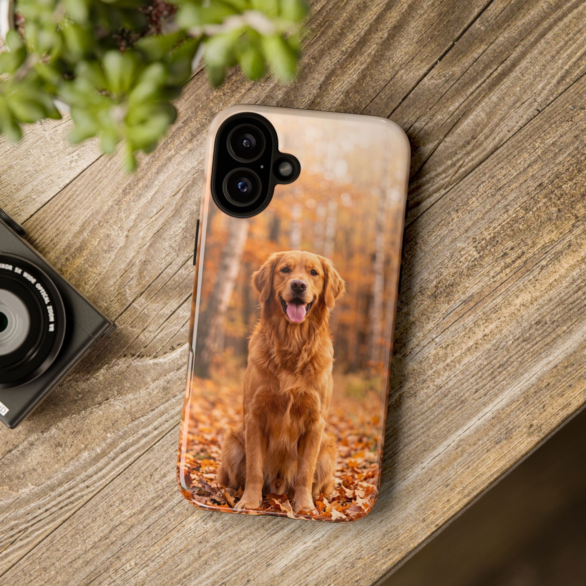 Golden Retriever Autumn Forest Phone Case | Happy Dog in Fall Foliage | Samsung & iPhone