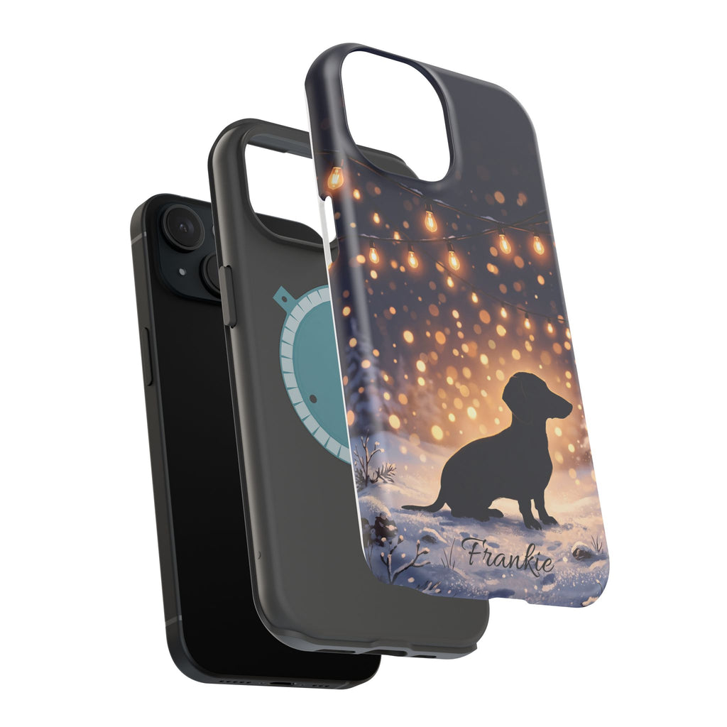 Personalized Dachshund Golden Sparks Phone Case — Wireless Charging Cover