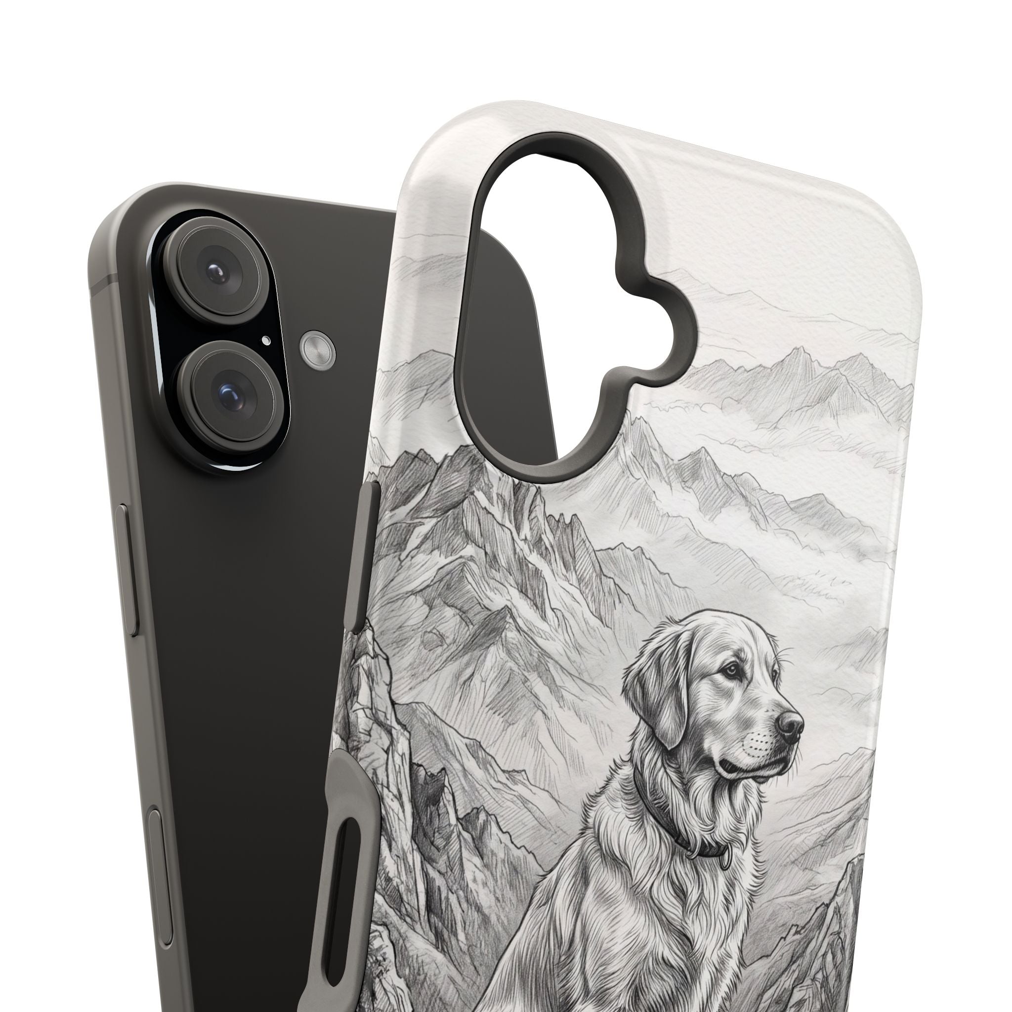 Personalized Golden Retriever Mountain Peak Phone Case — Wireless Charging Cover