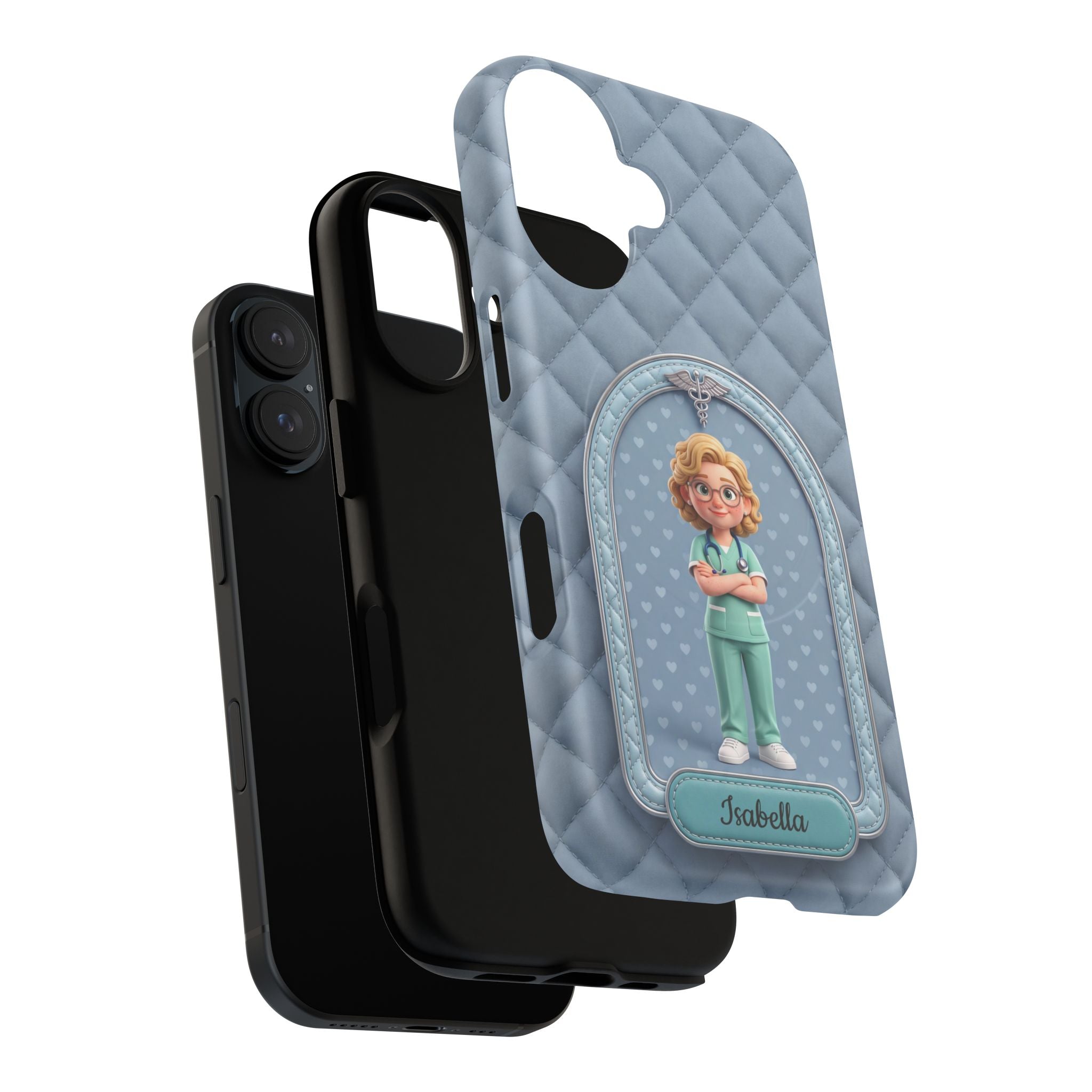 Personalized Nurse Phone Case | Quilted Badge Design, Custom Name iPhone Case