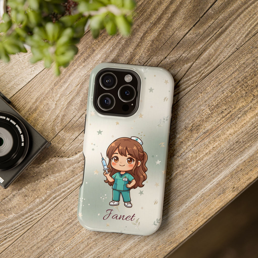 Personalized Nurse with Syringe Phone Case — Wireless Charging Cover