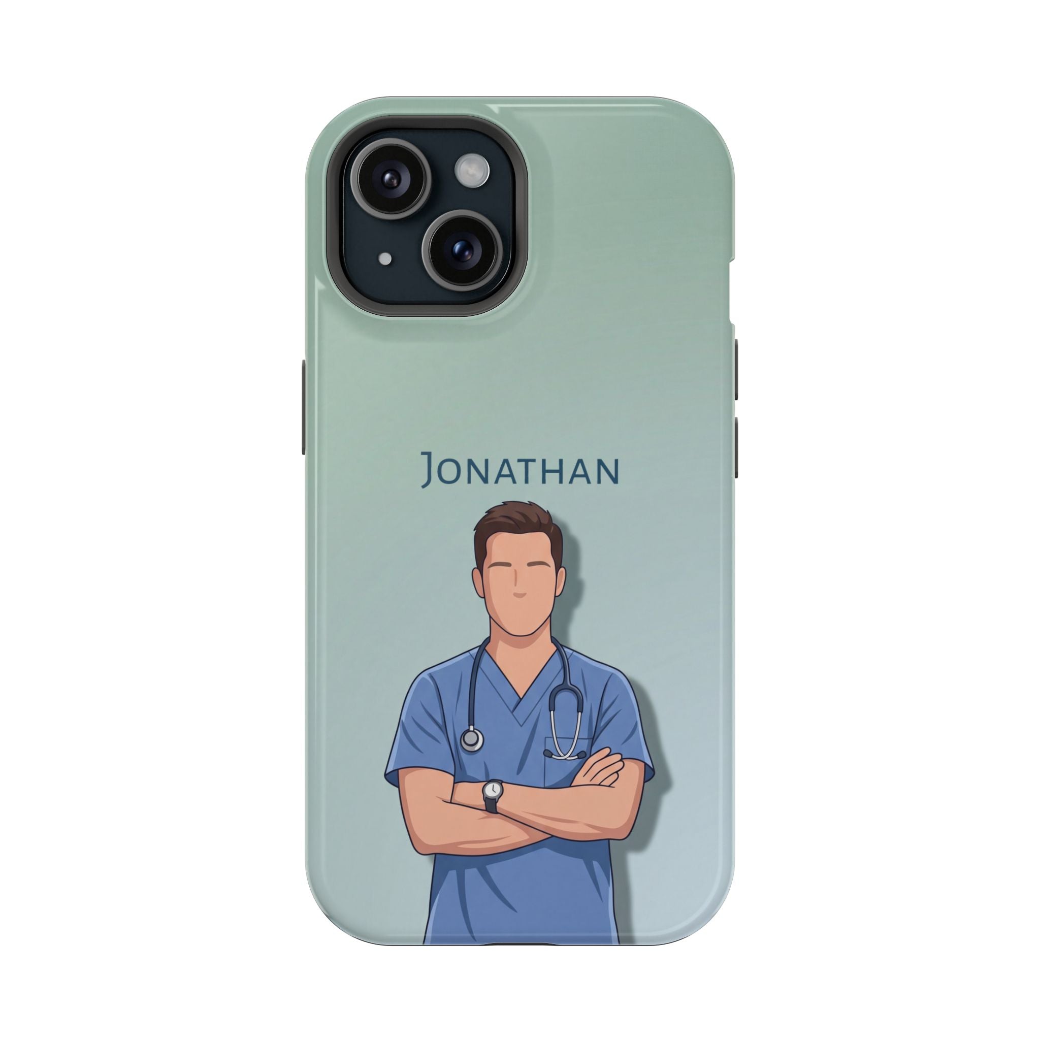 Personalized Nurse Portrait Phone Case — Impact-Resistant Wireless Charging Cover