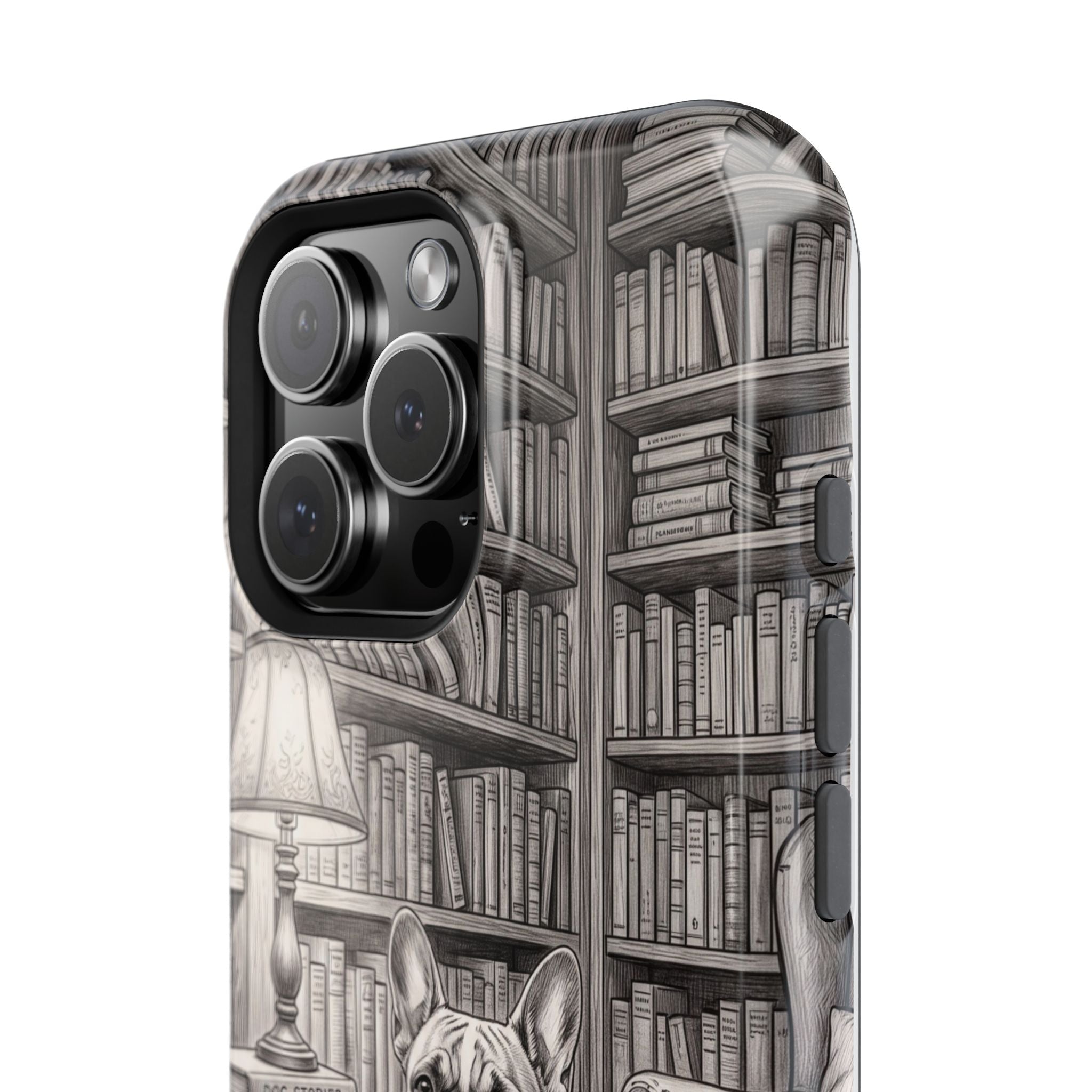 Personalized French Bulldog Library Study Phone Case — Wireless Charging Cover