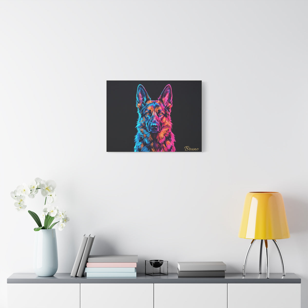 German Shepherd Personalized Canvas | Neon Pop Art Wall Art