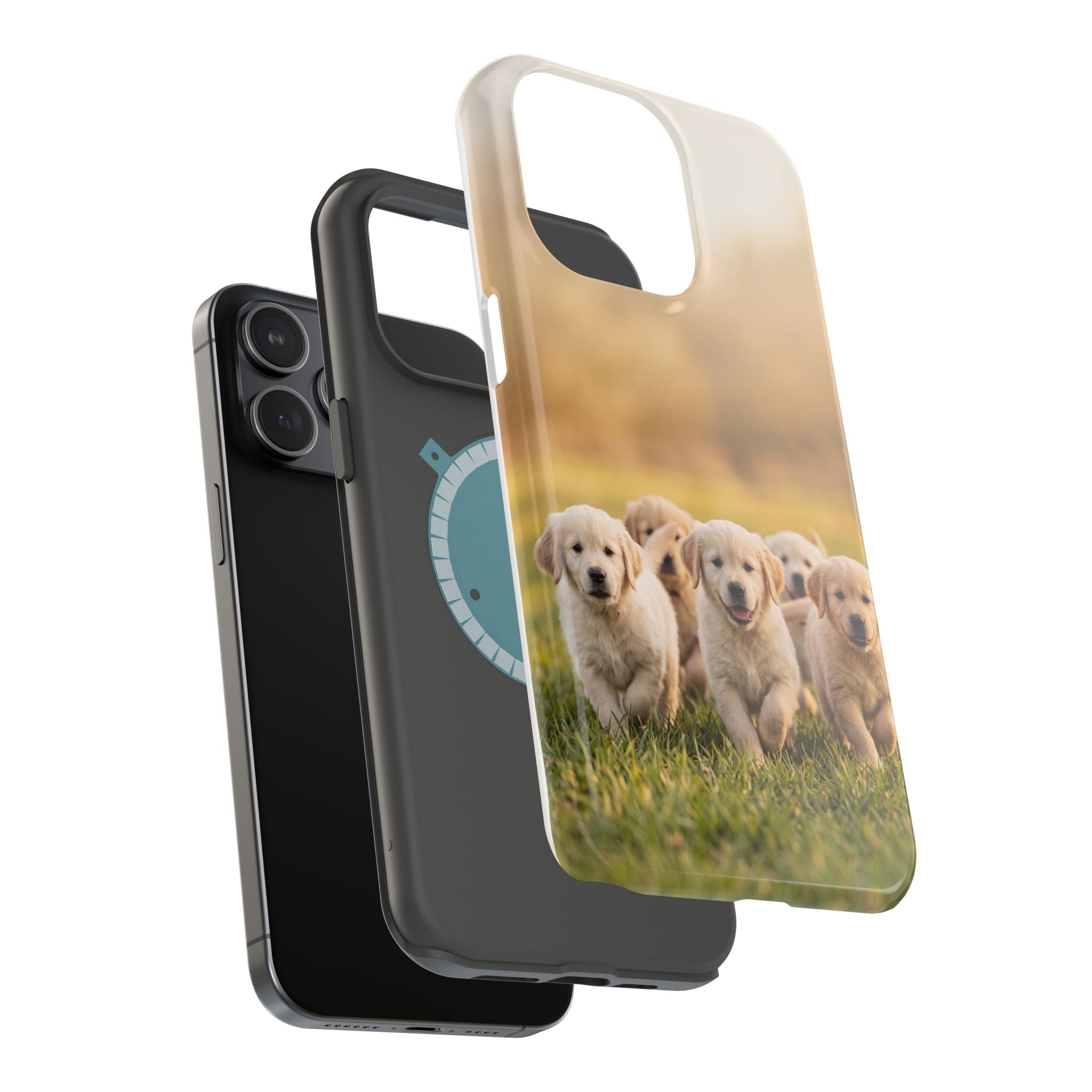 Golden Retriever Puppies Phone Case — Impact-Resistant Wireless Charging Cover
