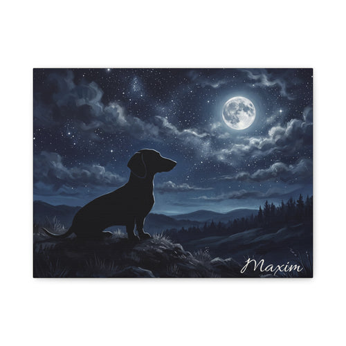 Dachshund Silhouette Personalized Canvas | Autumn Sunset Wall Art