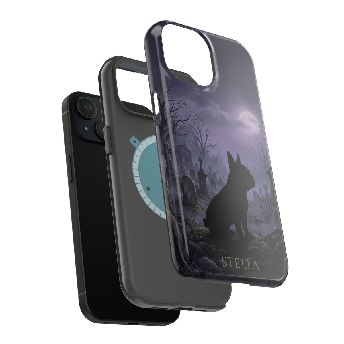 Personalized French Bulldog Moonlit Graveyard Phone Case — Wireless Charging Cover