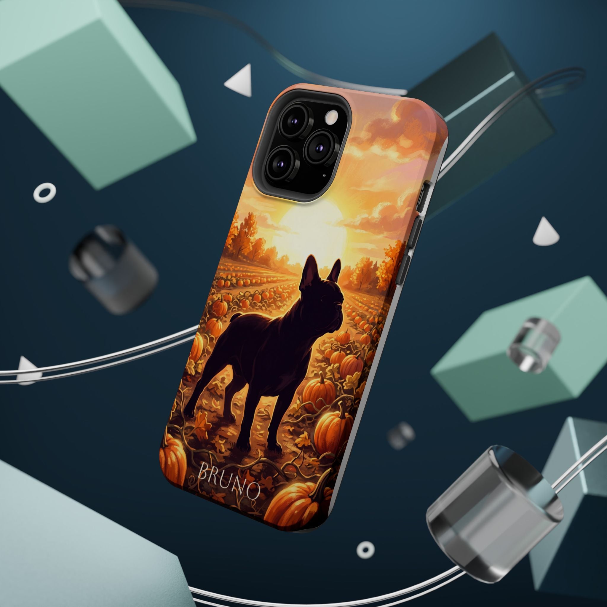 Personalized French Bulldog Pumpkin Patch Phone Case — Wireless Charging Cover
