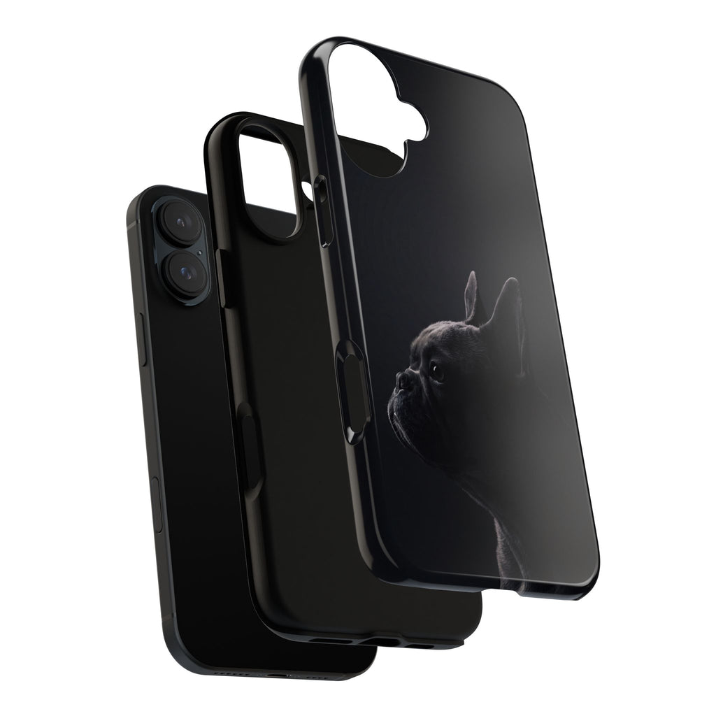Silhouette French Bulldog Phone Case | Minimalist Black-on-Black Frenchie Profile | iPhone & Samsung