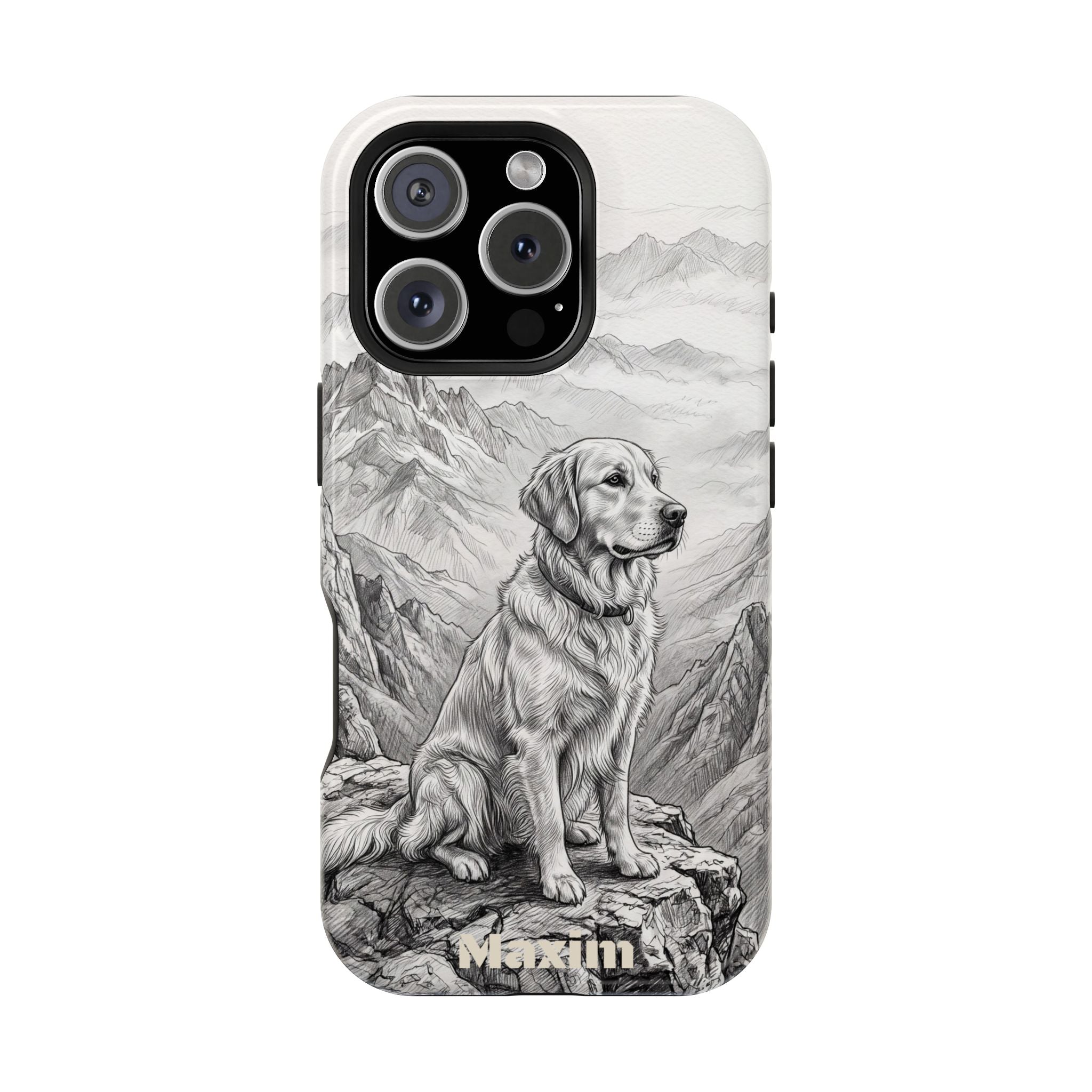 Personalized Golden Retriever Mountain Peak Phone Case — Wireless Charging Cover
