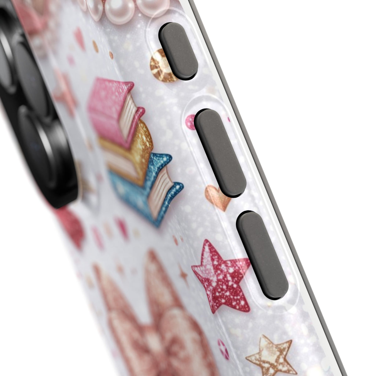 Rose Gold Glitter Bow Personalized Teacher Phone Case — Wireless Charging Cover