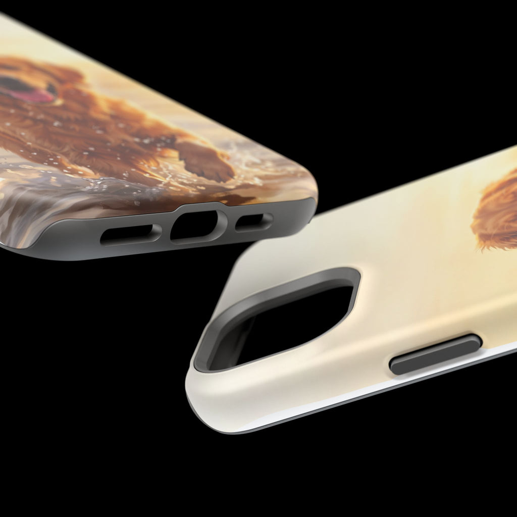 Beach Golden Retriever Phone Case — Impact-Resistant Wireless Charging Cover