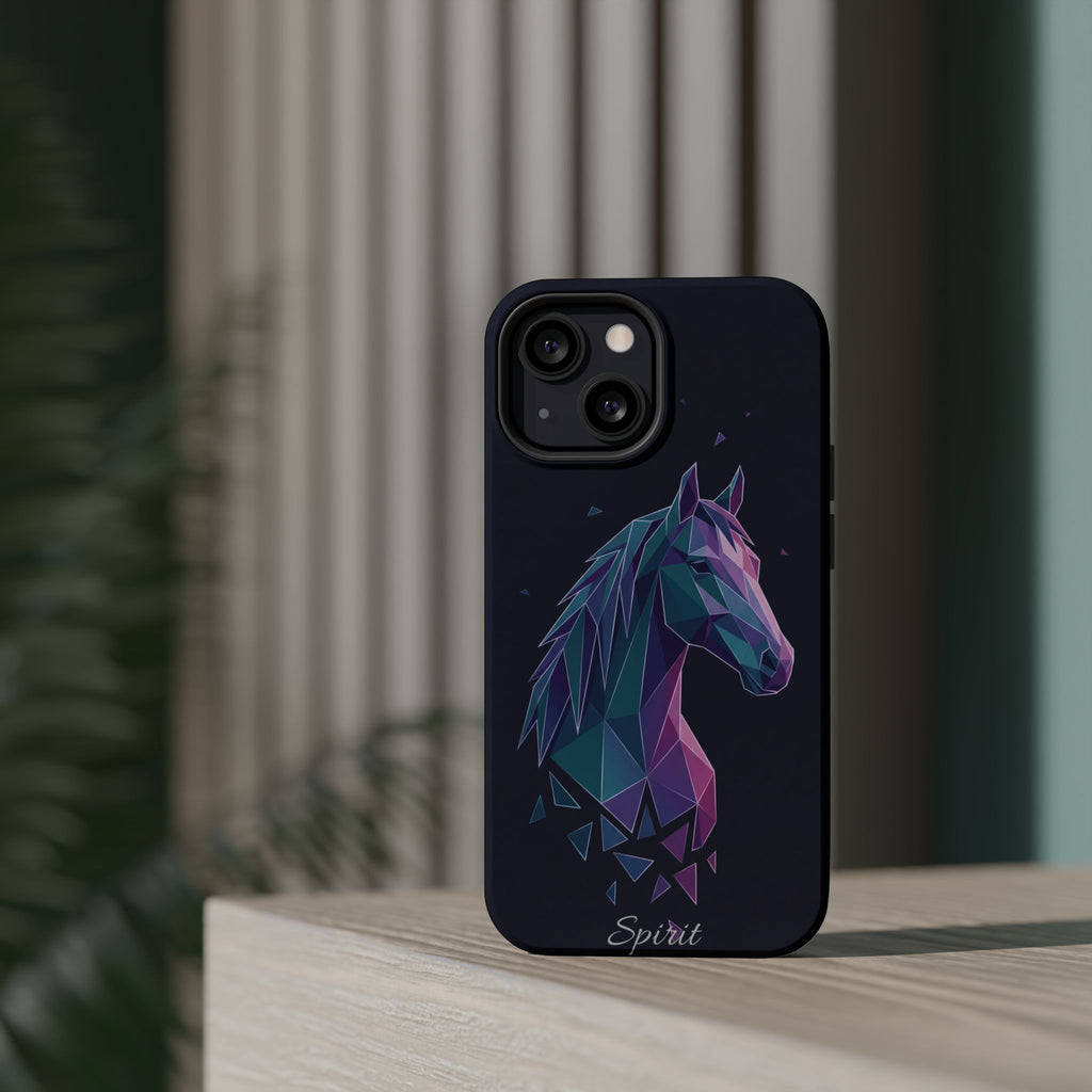 Personalized Geometric Horse Phone Case — Tough Magnetic Case with Wireless Charging