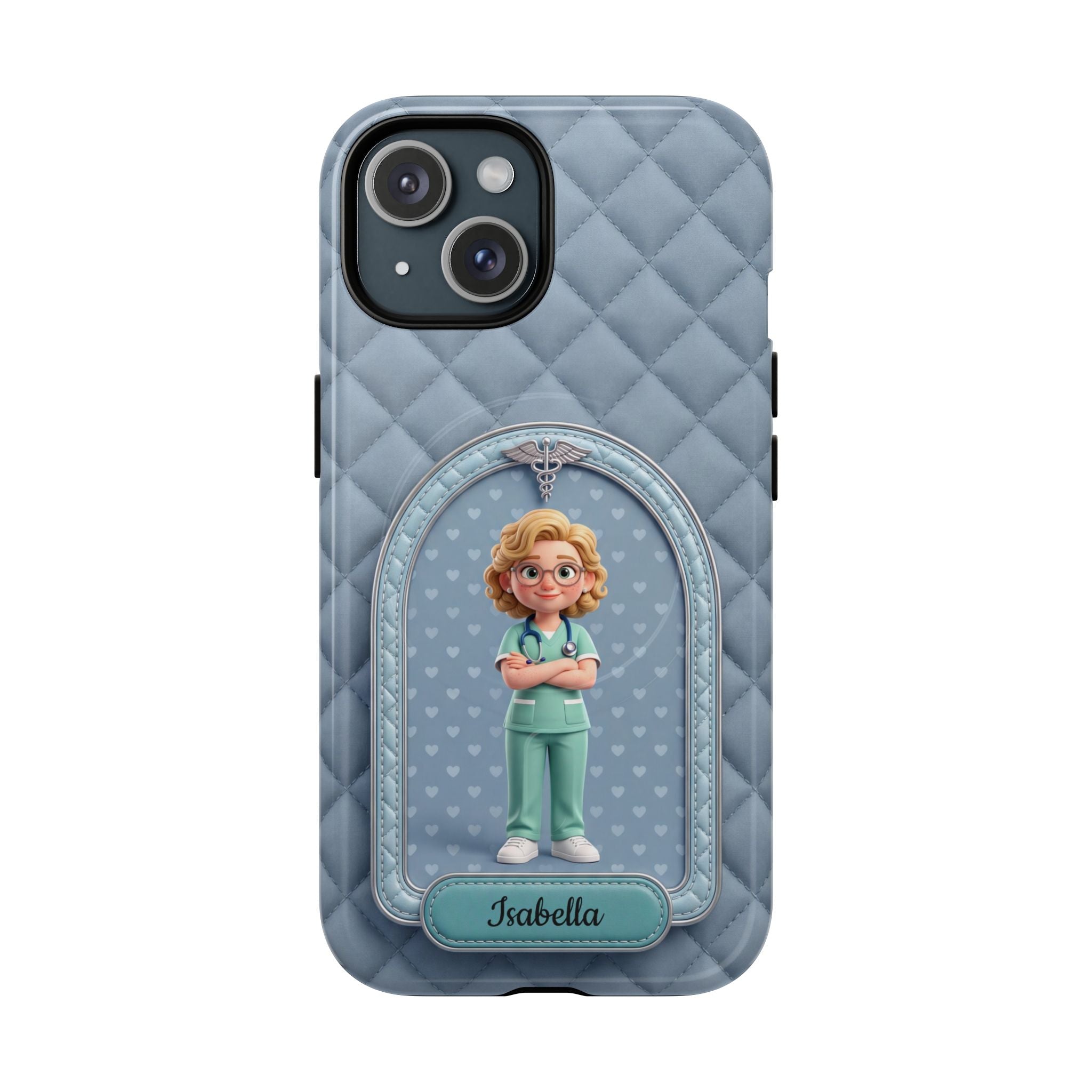 Personalized Nurse Phone Case | Quilted Badge Design, Custom Name iPhone Case