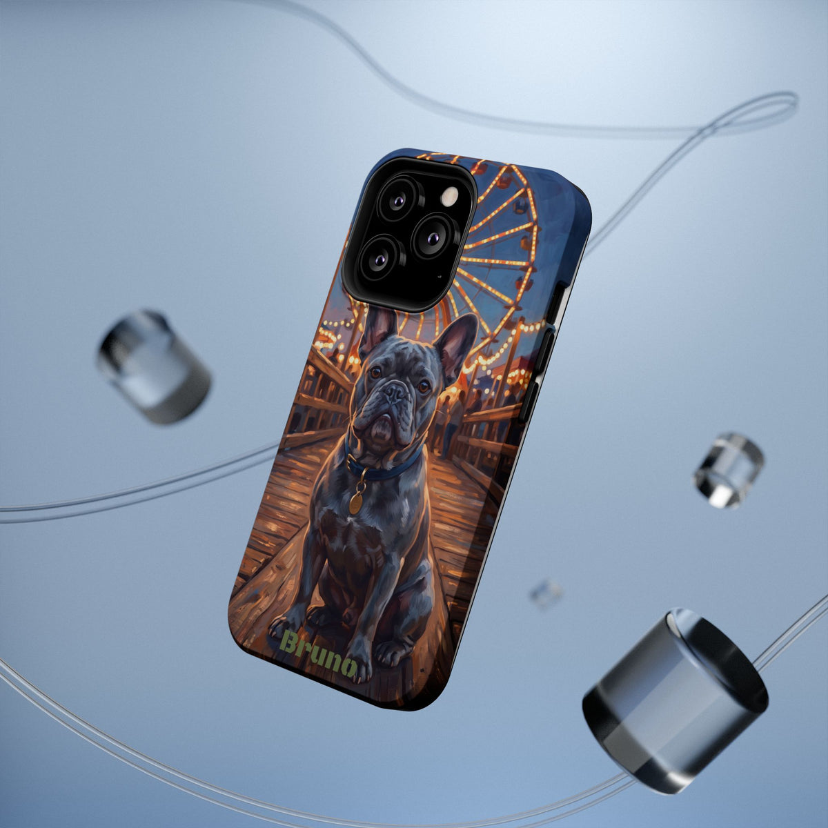 Personalized French Bulldog Pier Lights Phone Case — Wireless Charging Cover