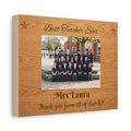 Personalized Teacher Canvas — Custom Photo, Name & Class Message Engraved Wood Design