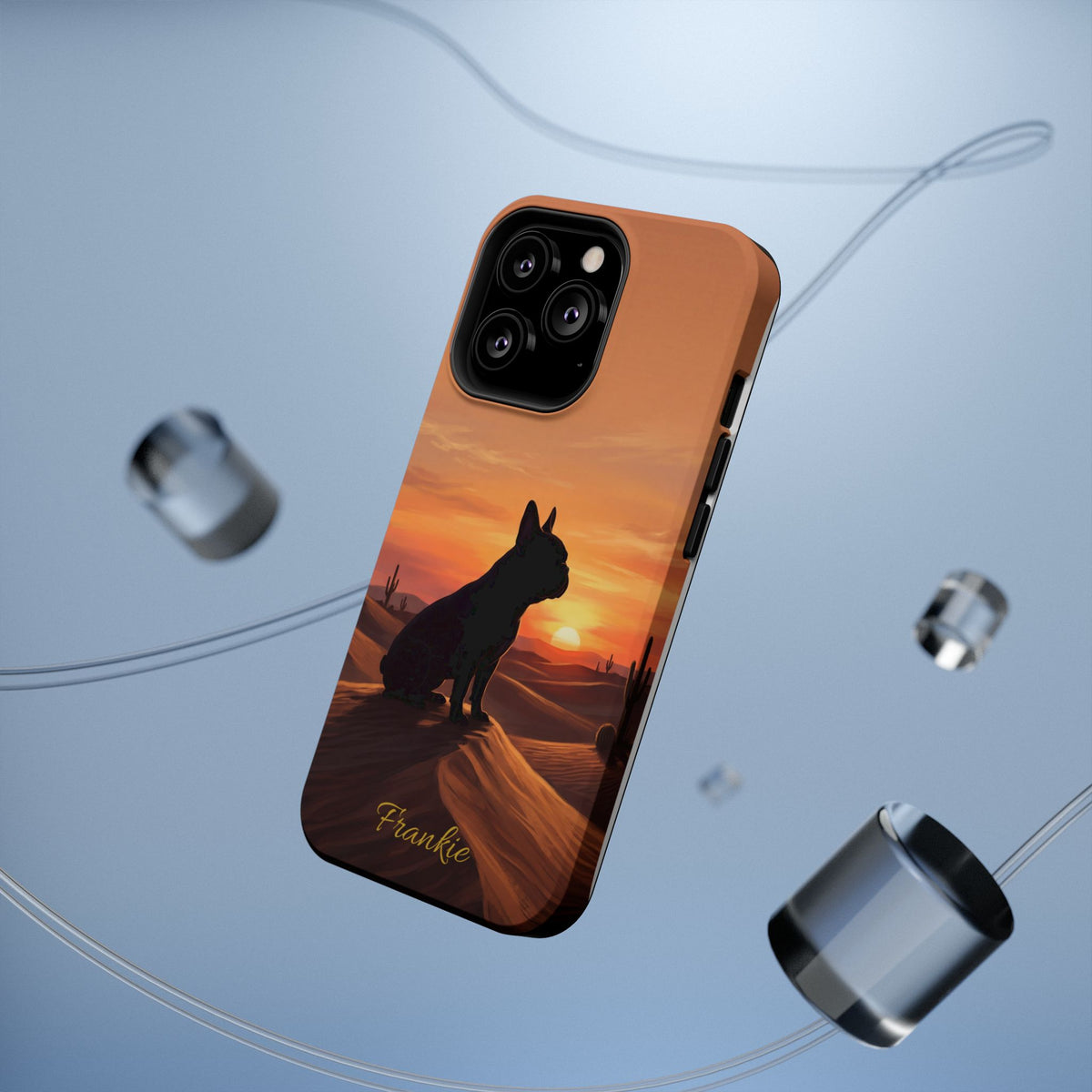 Personalized French Bulldog Desert Sunset Phone Case — Wireless Charging Cover