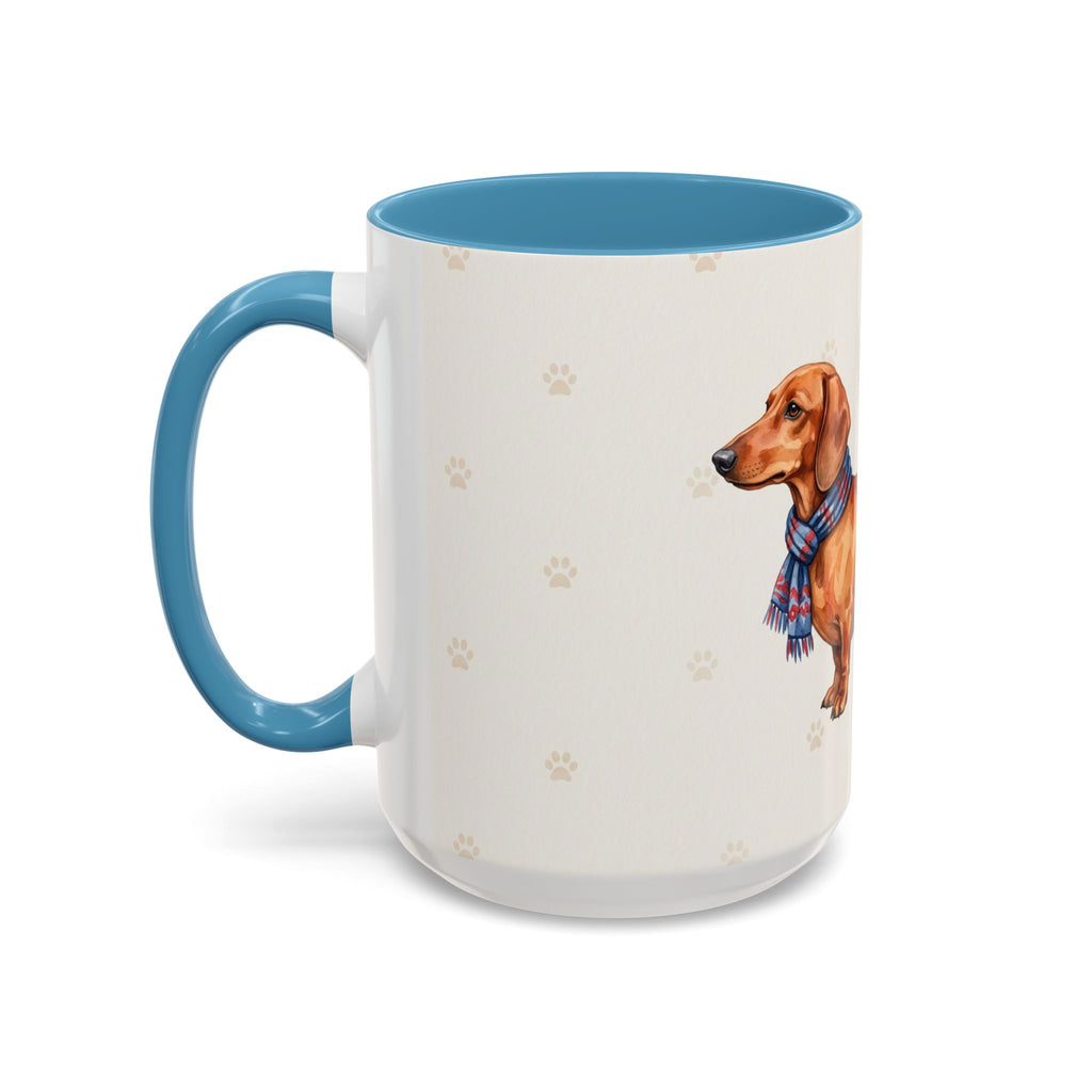 Dachshund Lover Mug – Wiener Dog with Scarf, Cute Watercolor Dachshund Gift Mug