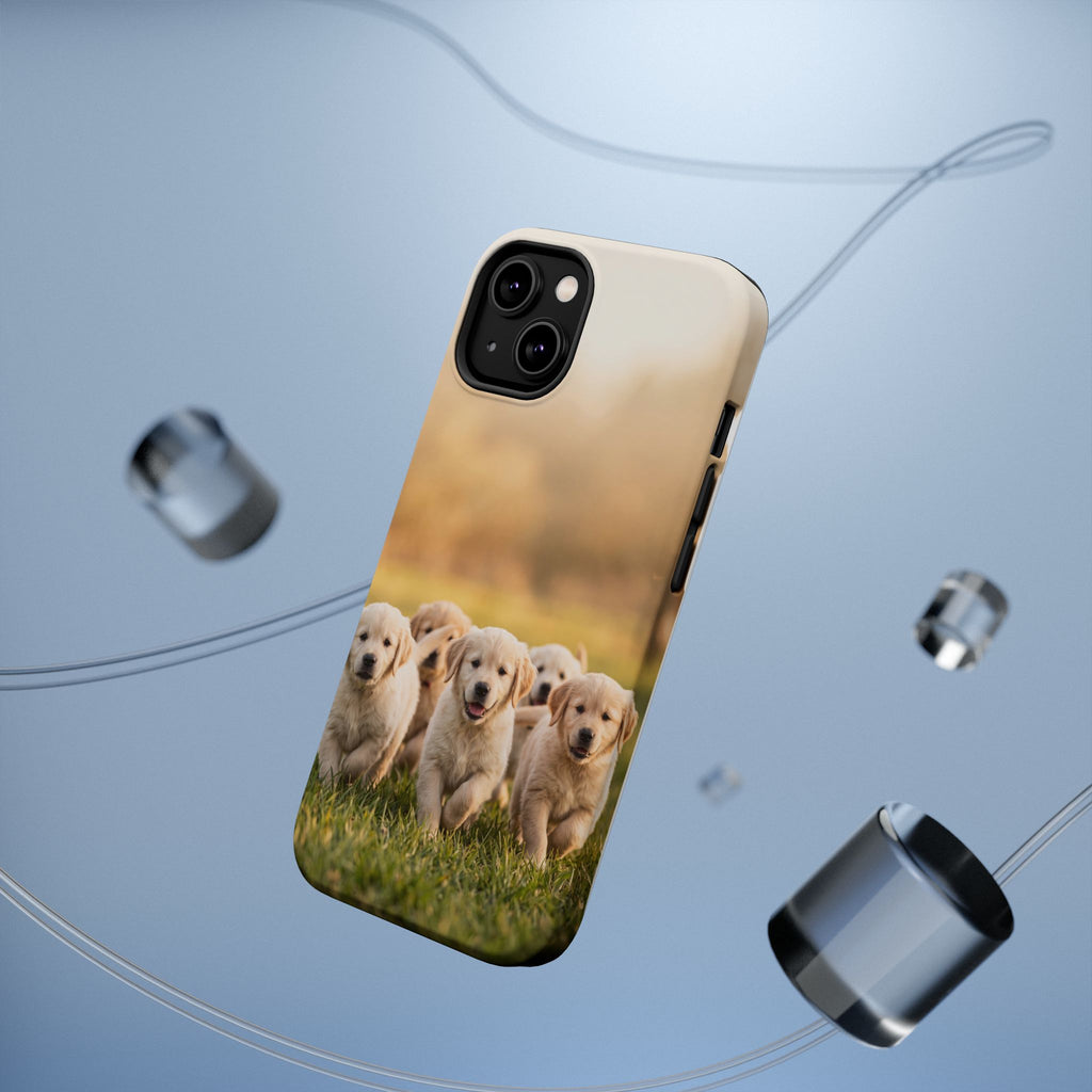 Golden Retriever Puppies Phone Case — Impact-Resistant Wireless Charging Cover