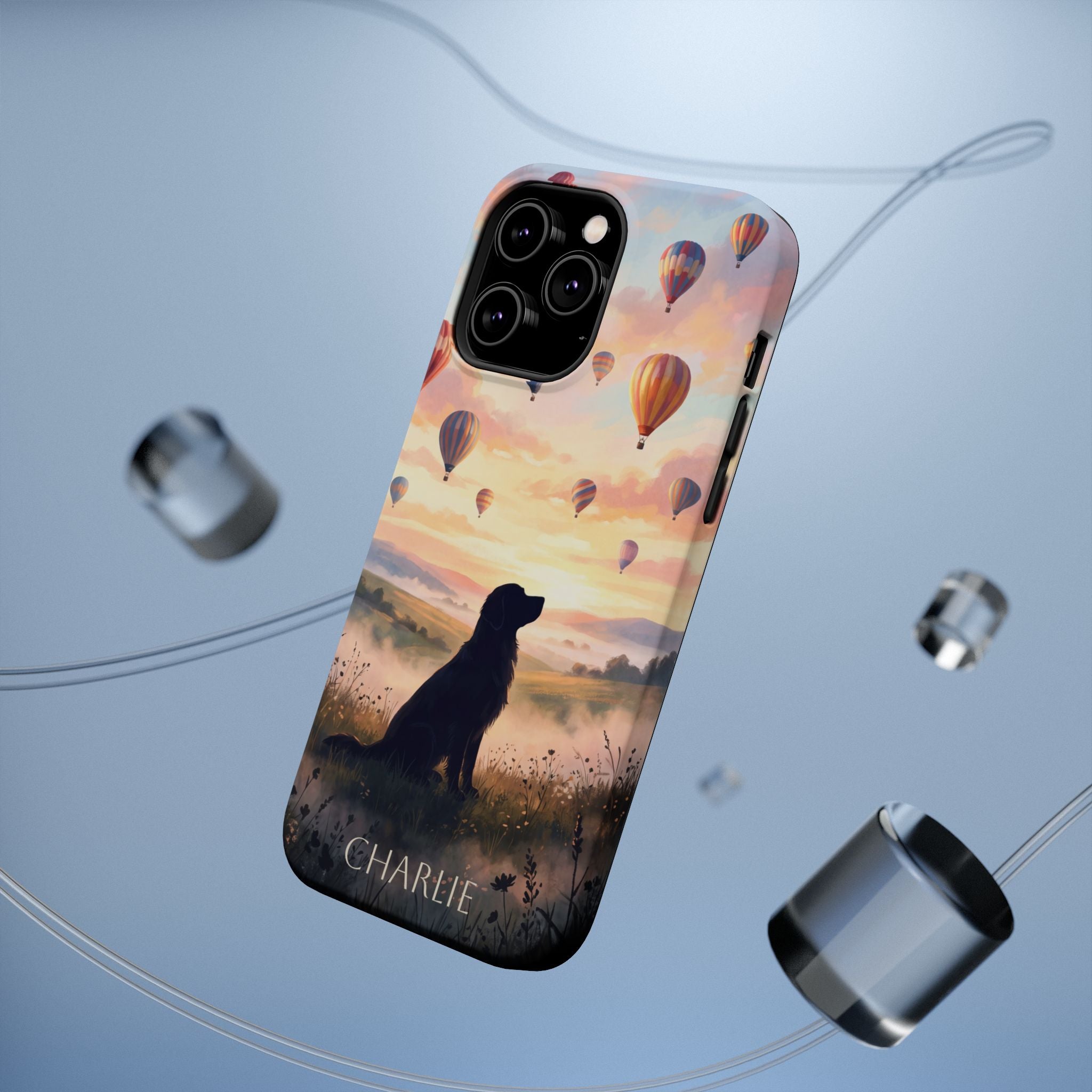 Personalized Golden Retriever Hot Air Balloon Phone Case — Wireless Charging Cover