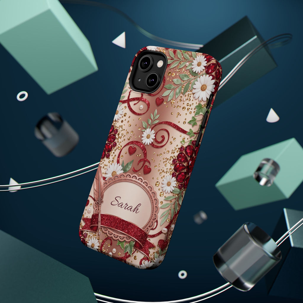 Personalized Vintage Floral Teacher Phone Case — Wireless Charging Cover