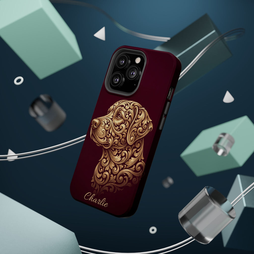Personalized Gold Filigree Labrador Phone Case — Tough Magnetic Case with Wireless Charging