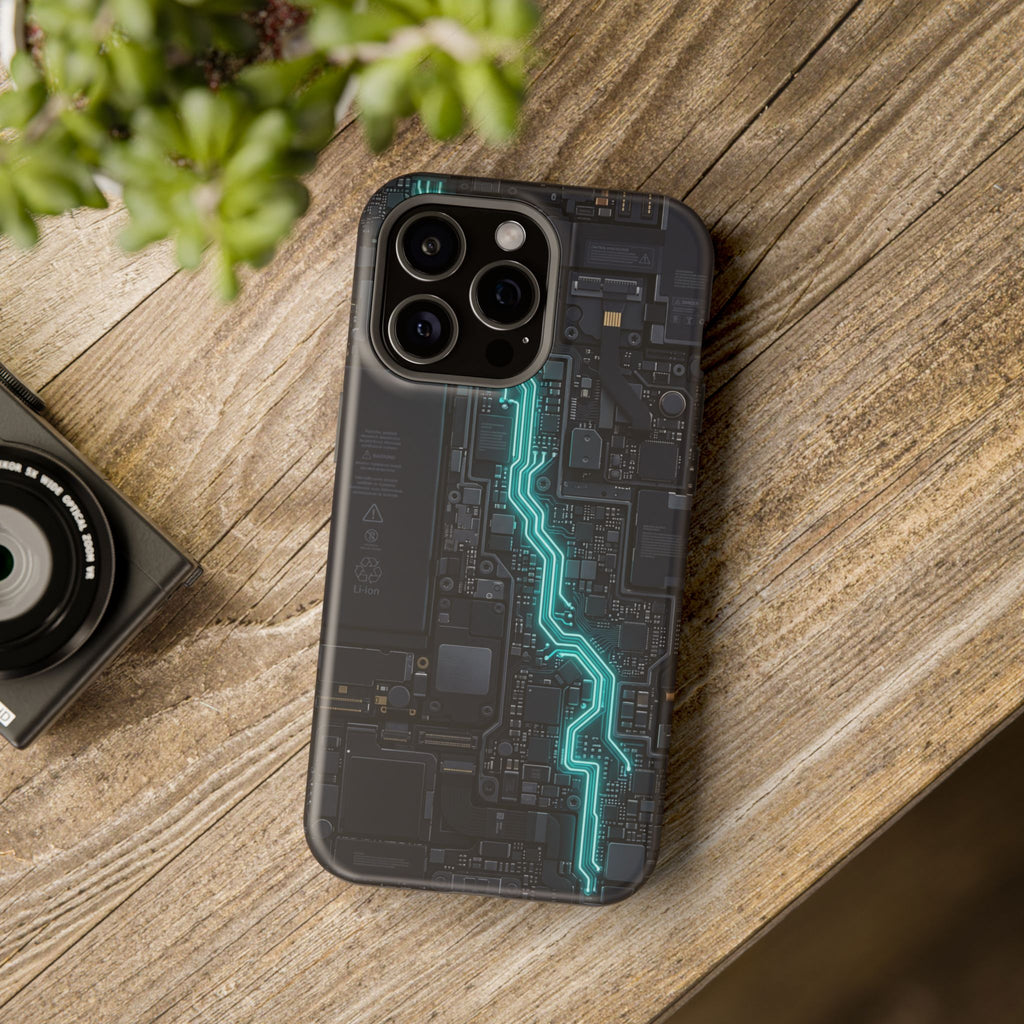 Cyan Bolt Electrician Phone Case — Electric Circuit Wireless Charging Cover