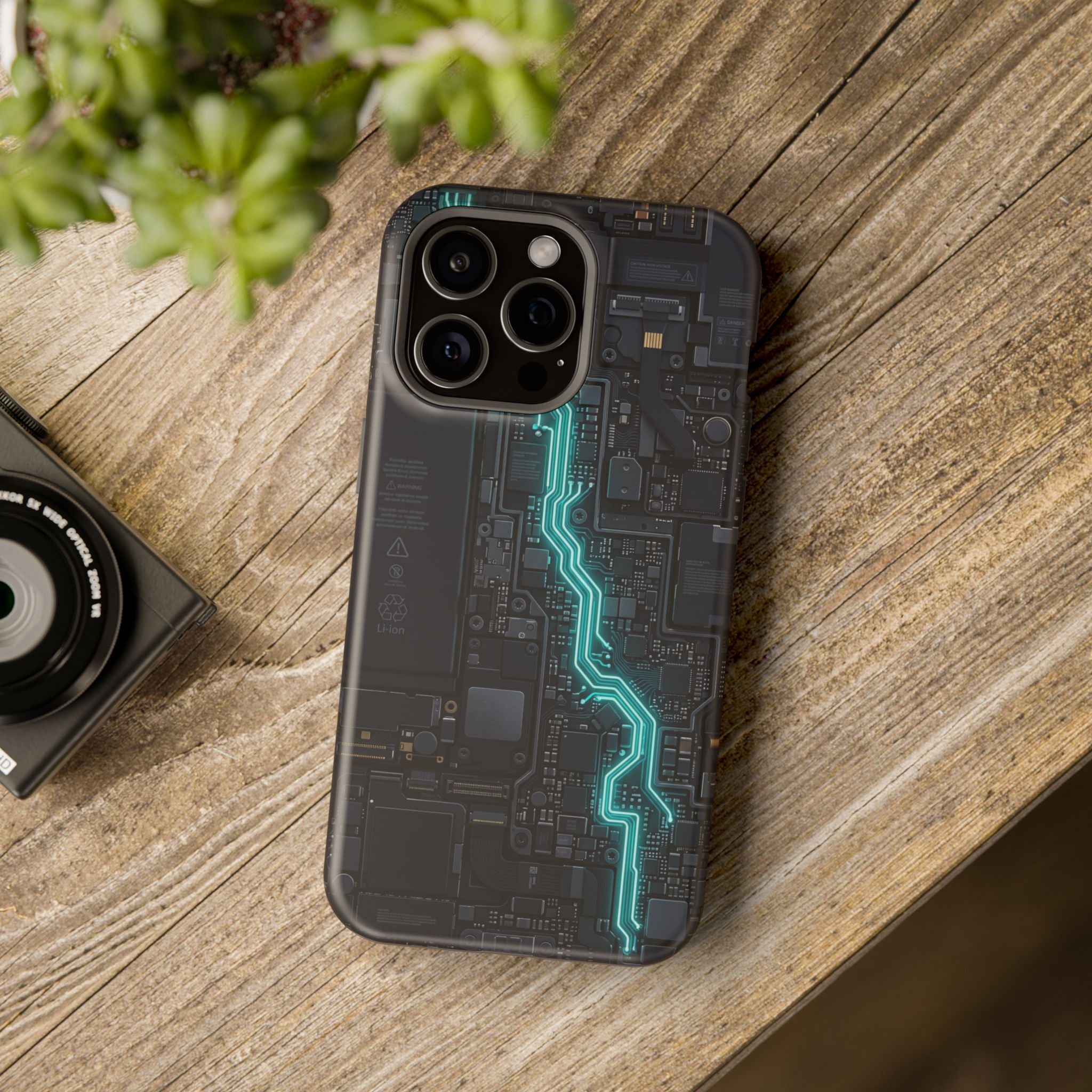 Cyan Bolt Electrician Phone Case — Electric Circuit Wireless Charging Cover