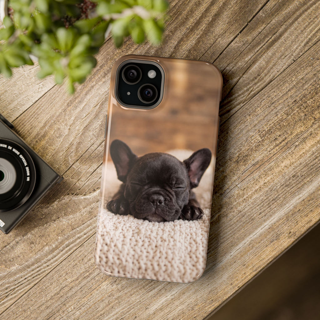 Sleepy French Bulldog Phone Case — Impact-Resistant Wireless Charging Cover
