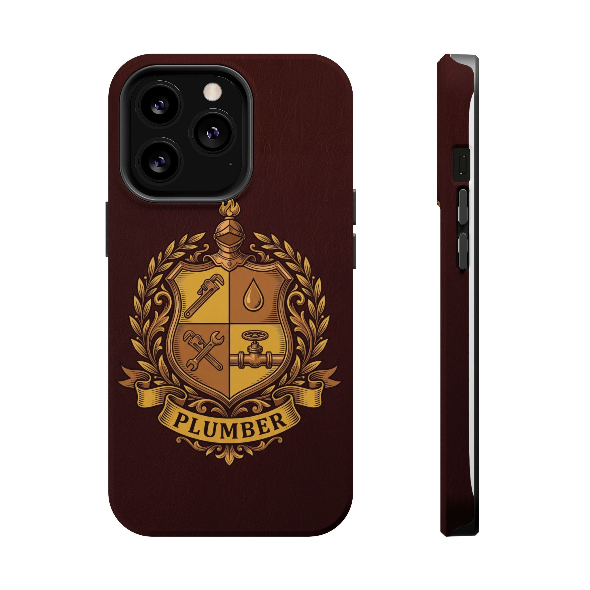 Plumber Crest Phone Case — Heraldic Shield Wireless Charging Cover