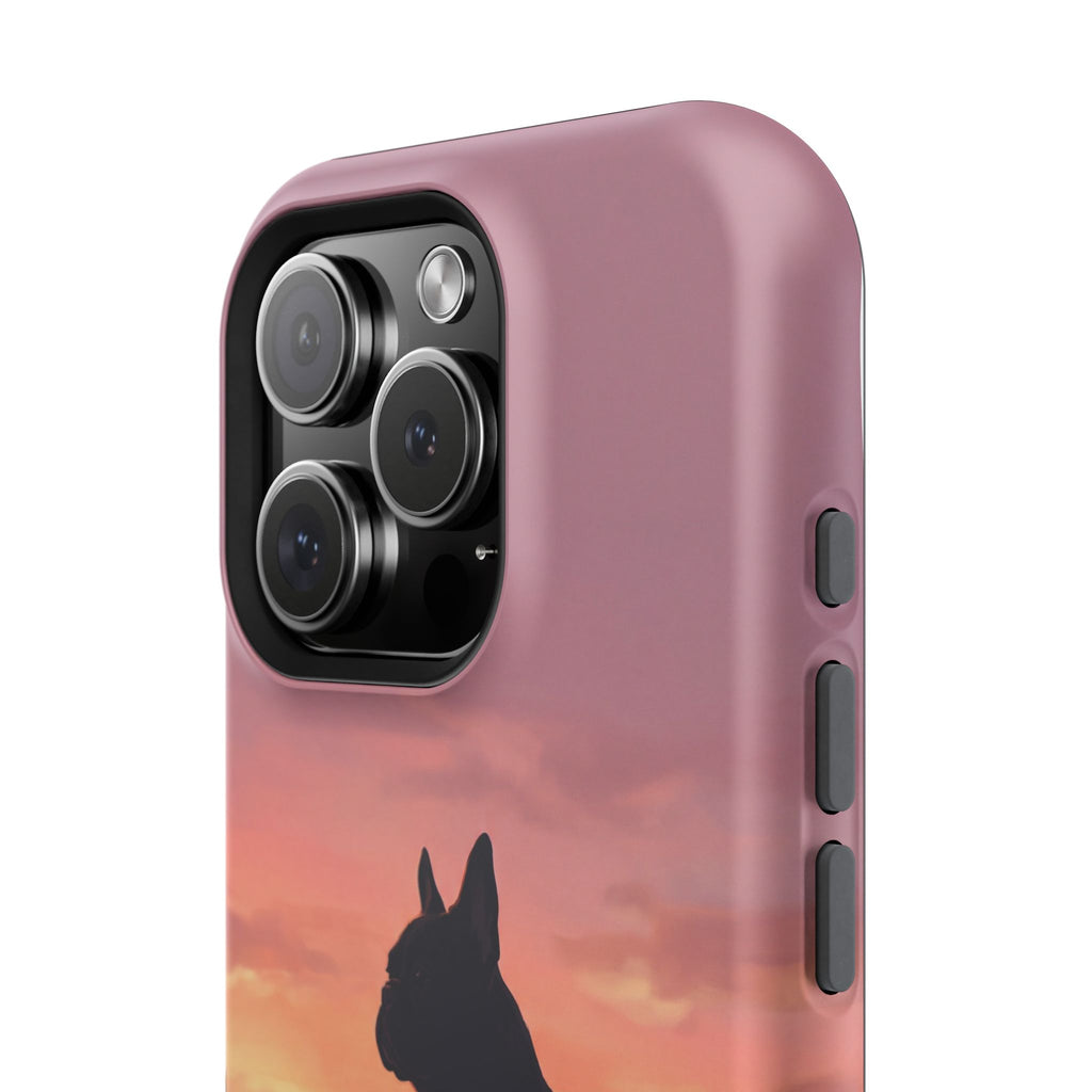 Personalized French Bulldog City Skyline Sunset Phone Case — Wireless Charging Cover
