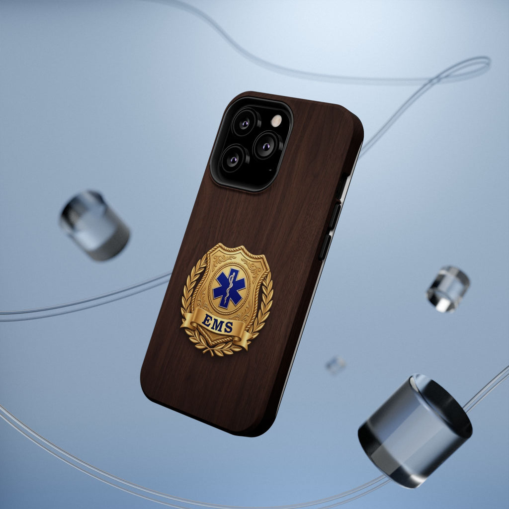 Gold EMS Laurel Badge Wood Phone Case — Magnetic Wireless Charging Cover