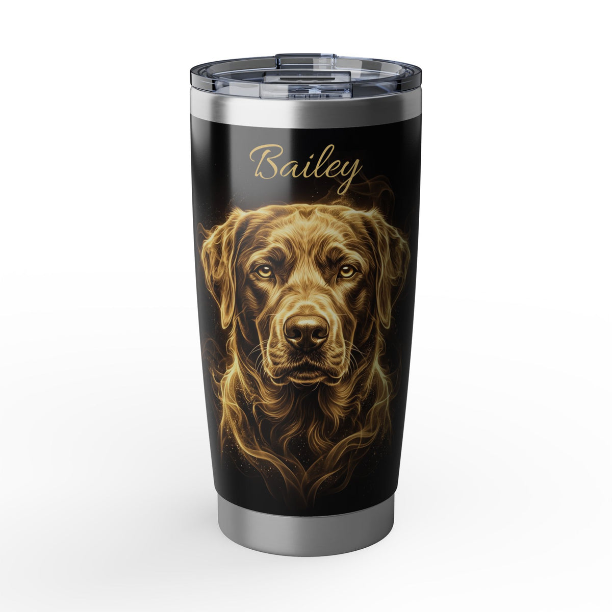 Labrador Personalized Tumbler | Gold Smoke Art — 20 oz Stainless Travel Mug