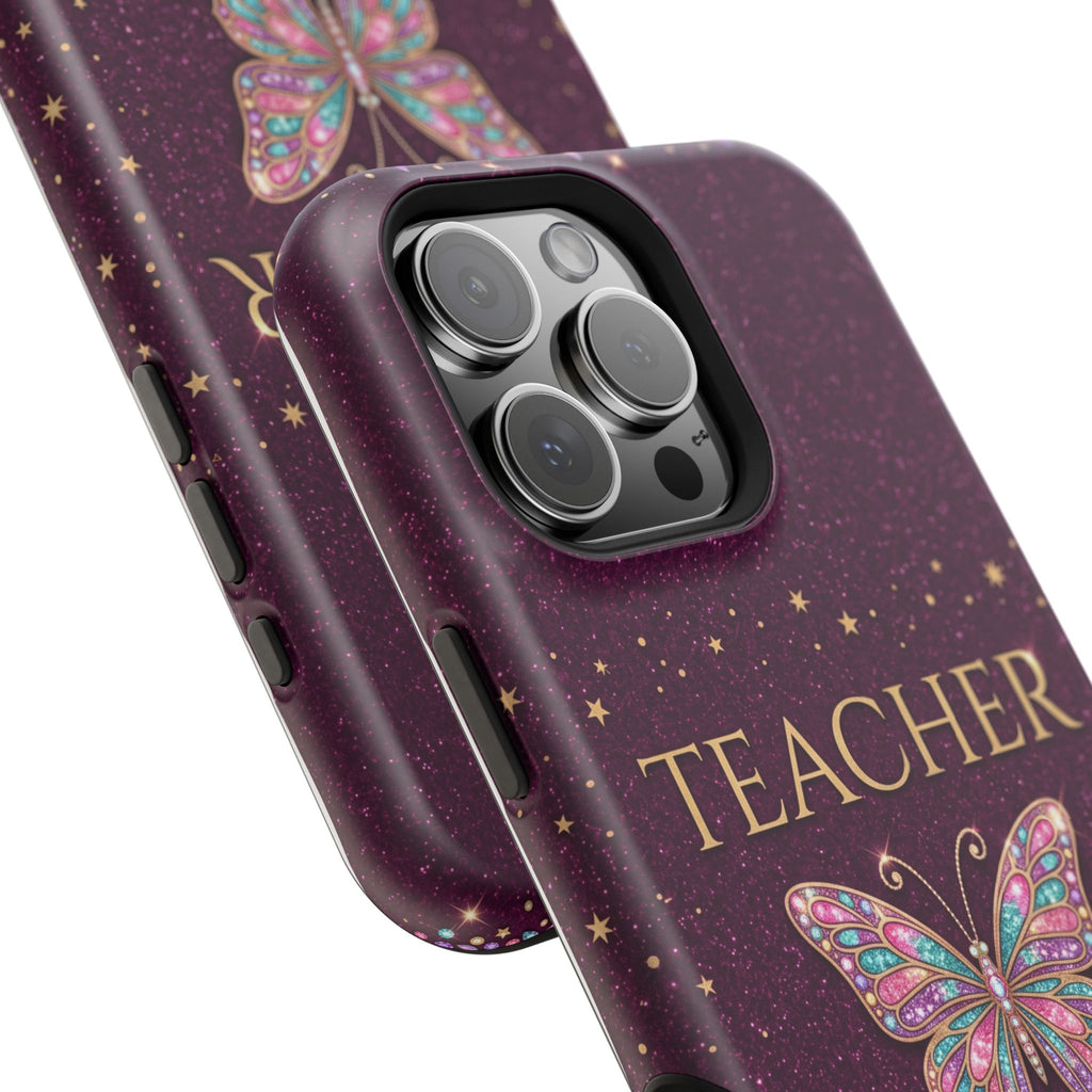 Teacher Life Glitter Butterfly Phone Case — Wireless Charging Cover