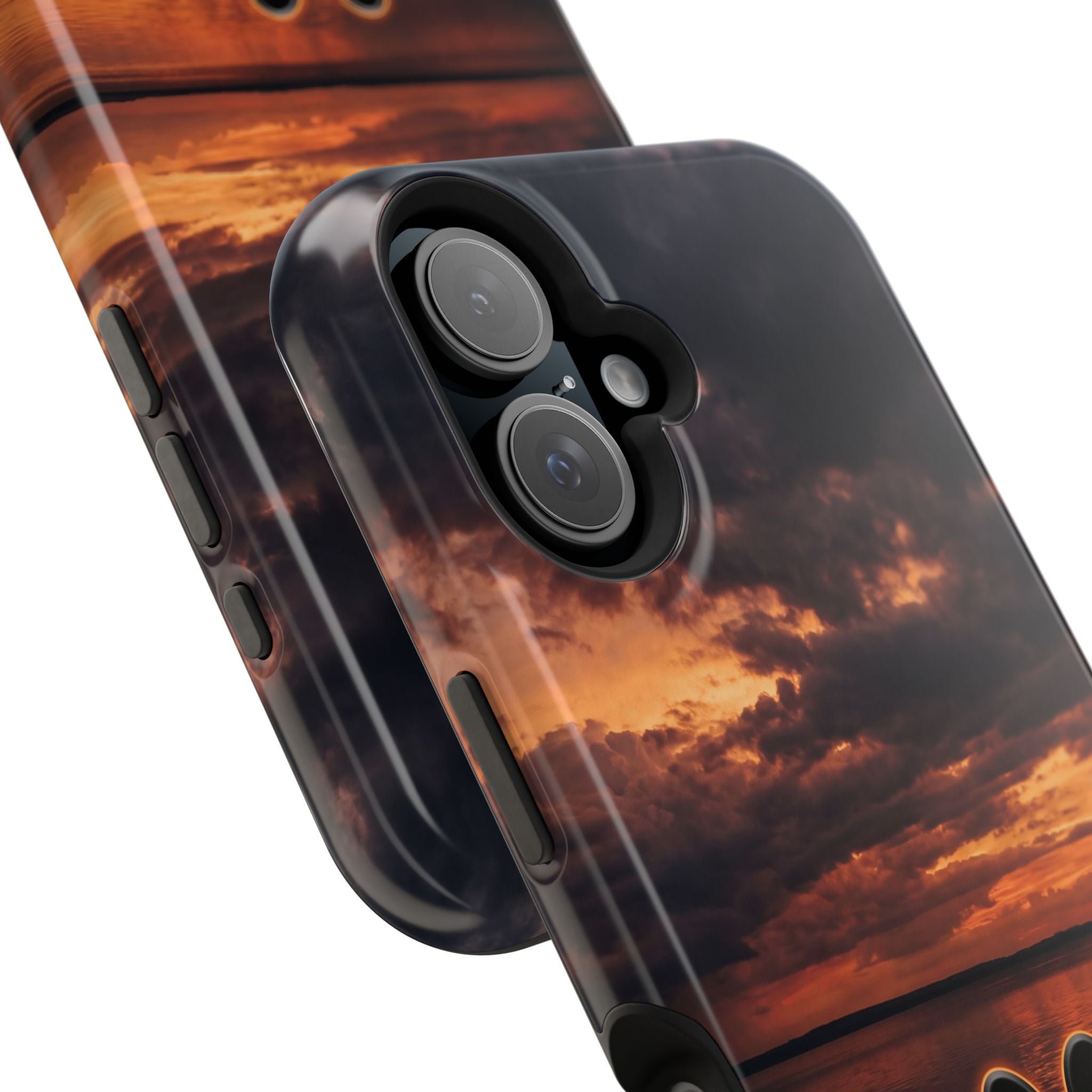 Sunset Paw Print Phone Case — Impact-Resistant Wireless Charging Cover