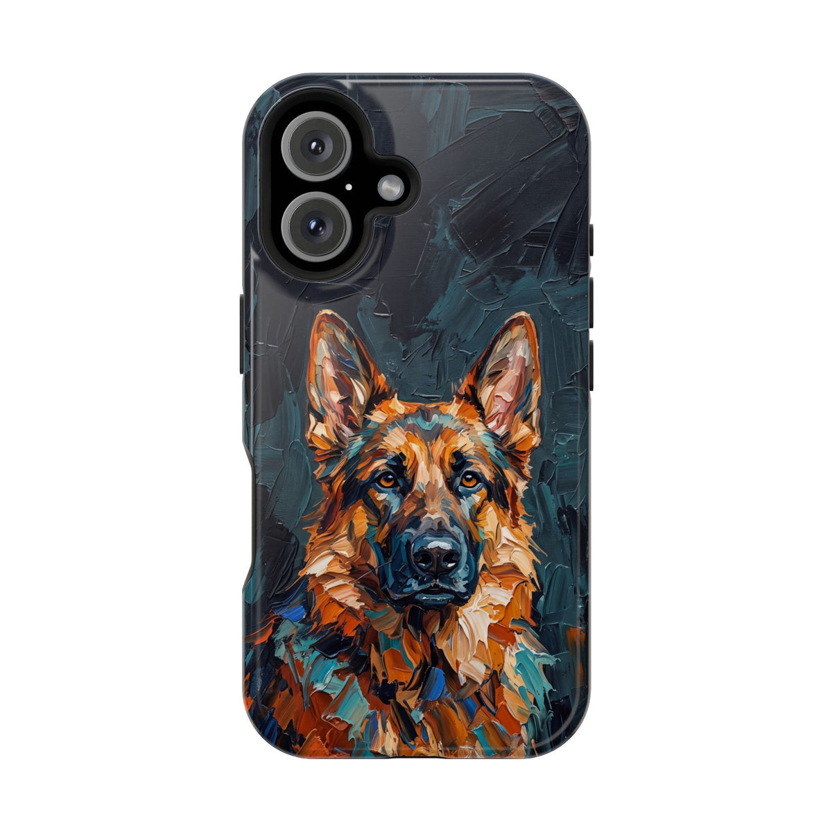 German Shepherd Phone Case | Palette Knife Painting Art — Tough Magnetic Case with Wireless Charging